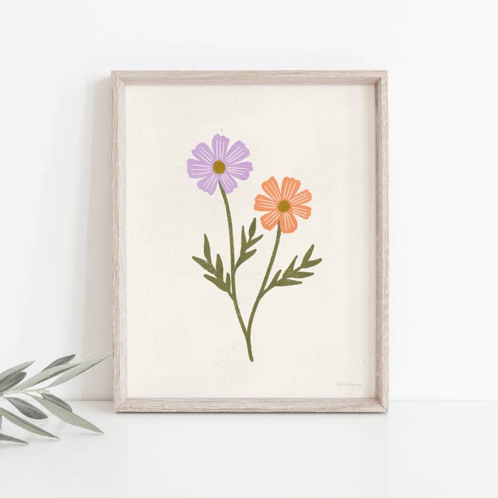 Cosmos Flowers Wall Art Print for wholesale by Rare Bird Co. + Pauline Stanley Studio