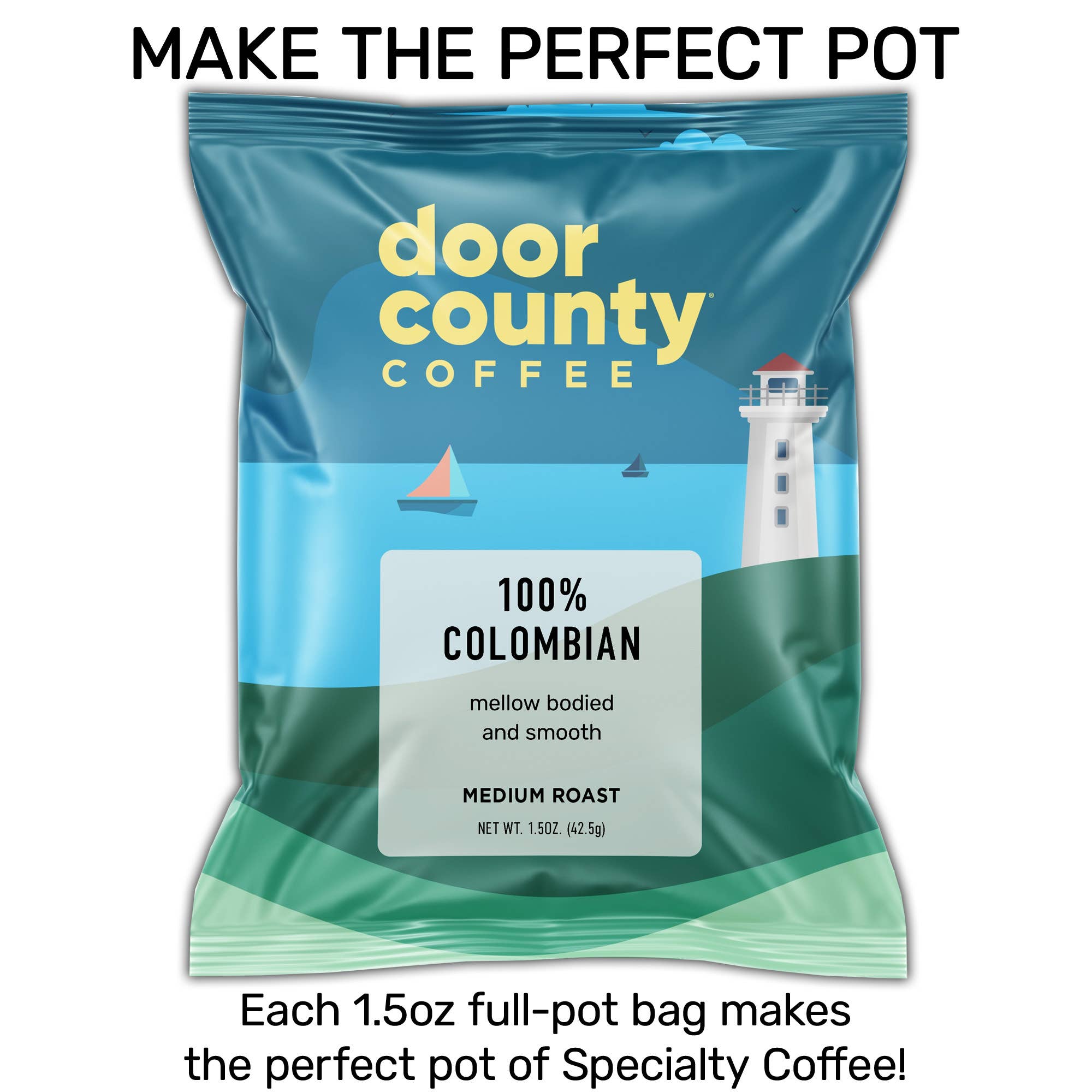Door County Coffee - Wholesale Ground Coffee - 100% Colombian Specialty Coffee Medium Roast, 1.5oz, 6 pack1