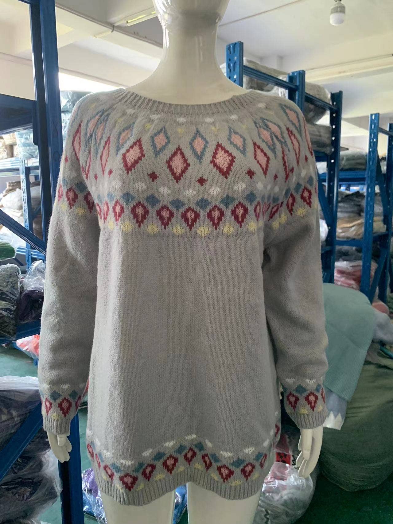 Rosa Clothing - Wholesale Knit Sweater - Women's - Cottagecore Vintage jacquard knit sweater jumper2