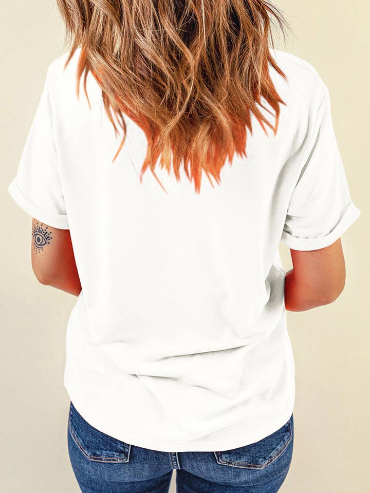 Lovesoft - Wholesale T-Shirt - Women's - Multicolor Sequined American Flag Star Graphic T Shirt