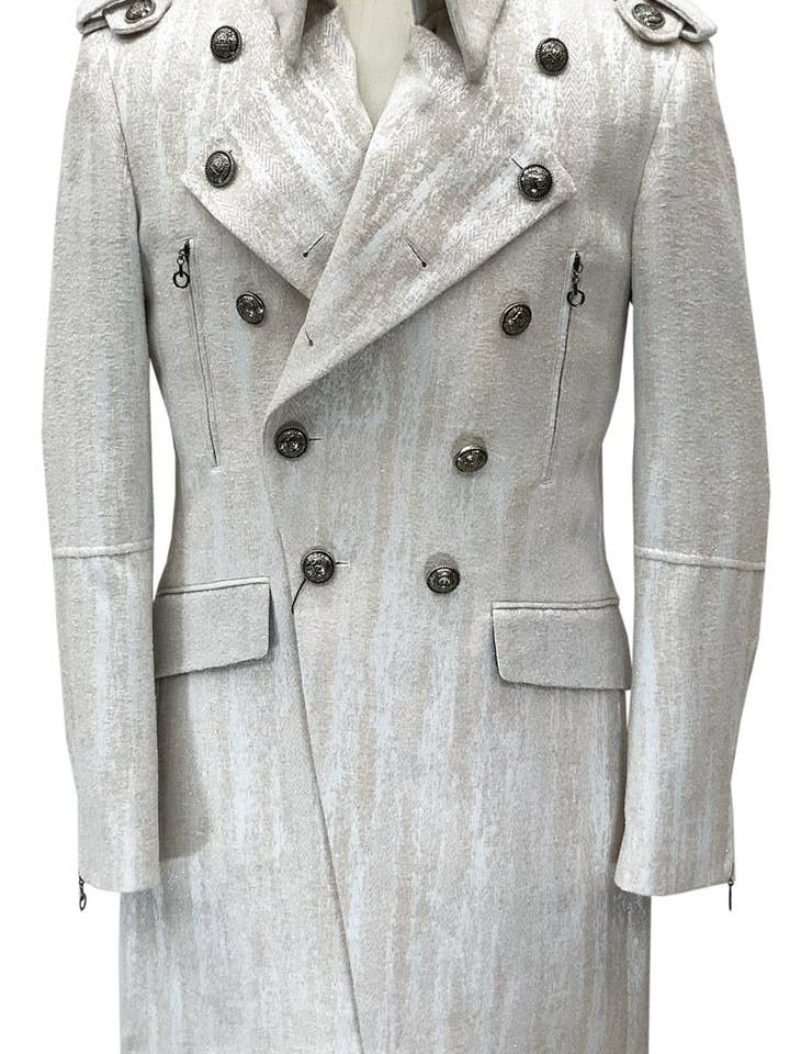 mens long coat, white for wholesale by Angelino