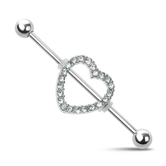 BARBELL INDUSTRIEL EN ACIER CHIRURGICAL 316L AVEC CŒUR PAVÉ CZ pour la vente par CRAVE