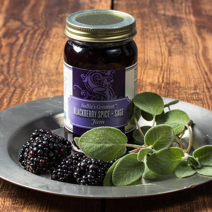 9.5 oz. Blackberry Spice + Sage Jam for wholesale by Sallie's Greatest