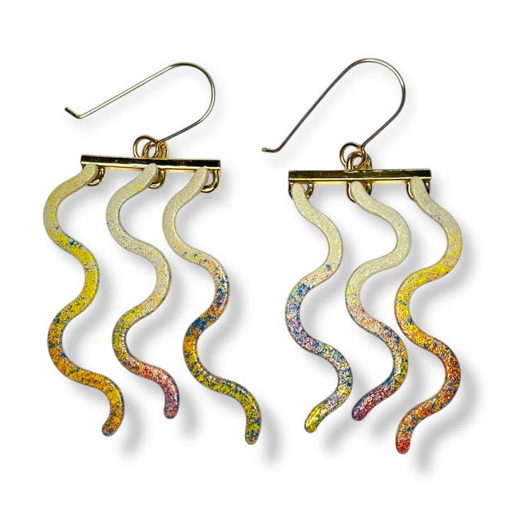 Vivid Triple Wavelength Dangle Earrings for wholesale by Galactic Goods, by ATI
