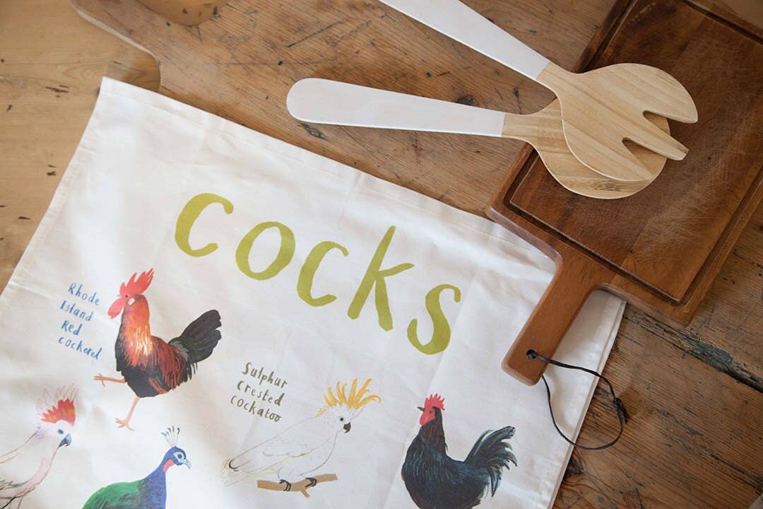 Sarah Edmonds Illustration – wholesale Tea towel – Cocks Bird Cotton Tea Towel3