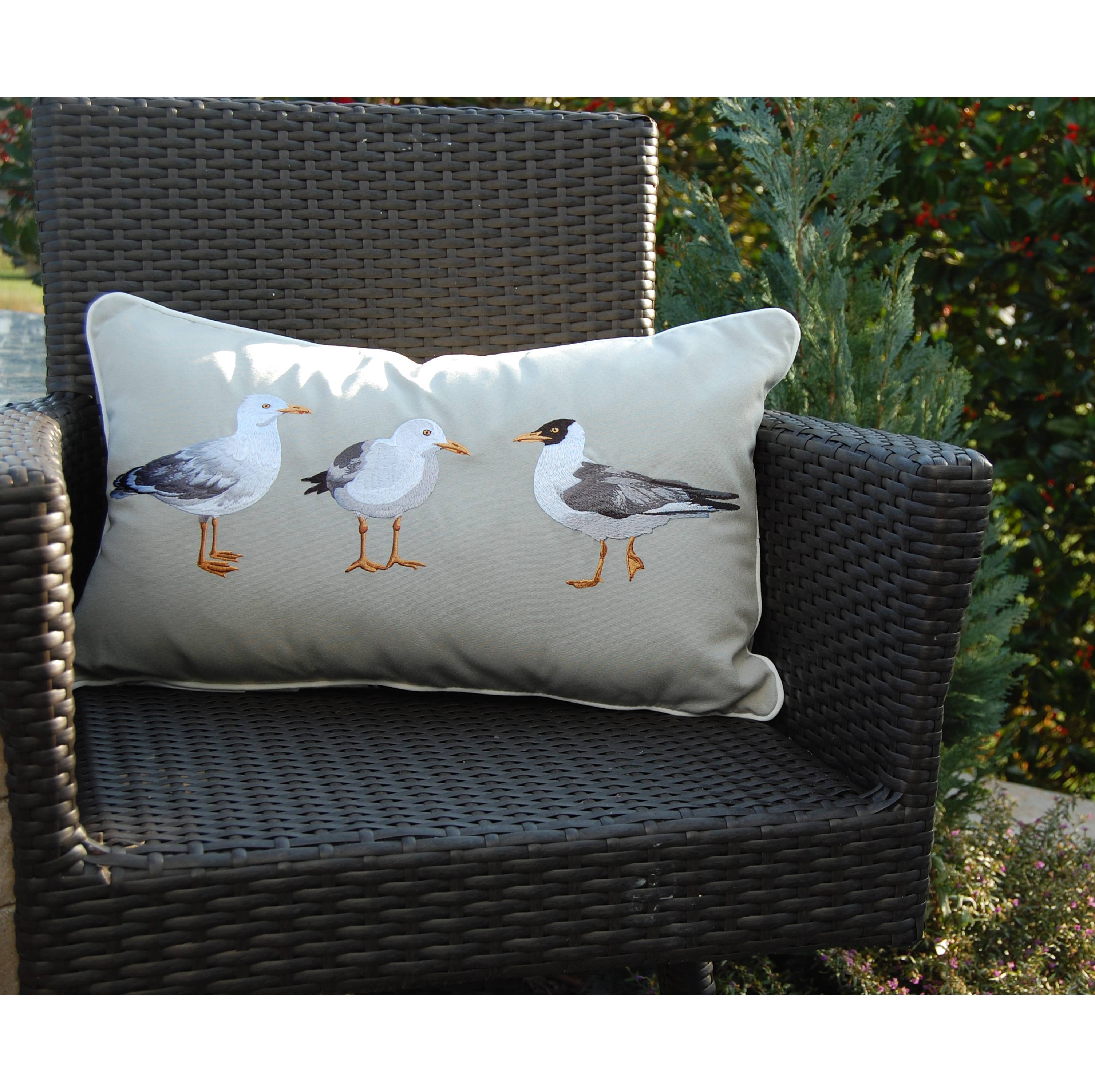 Rightside Design - Wholesale Lumbar Pillow - Seagull Flash Mob Indoor/Outdoor Throw Pillow3