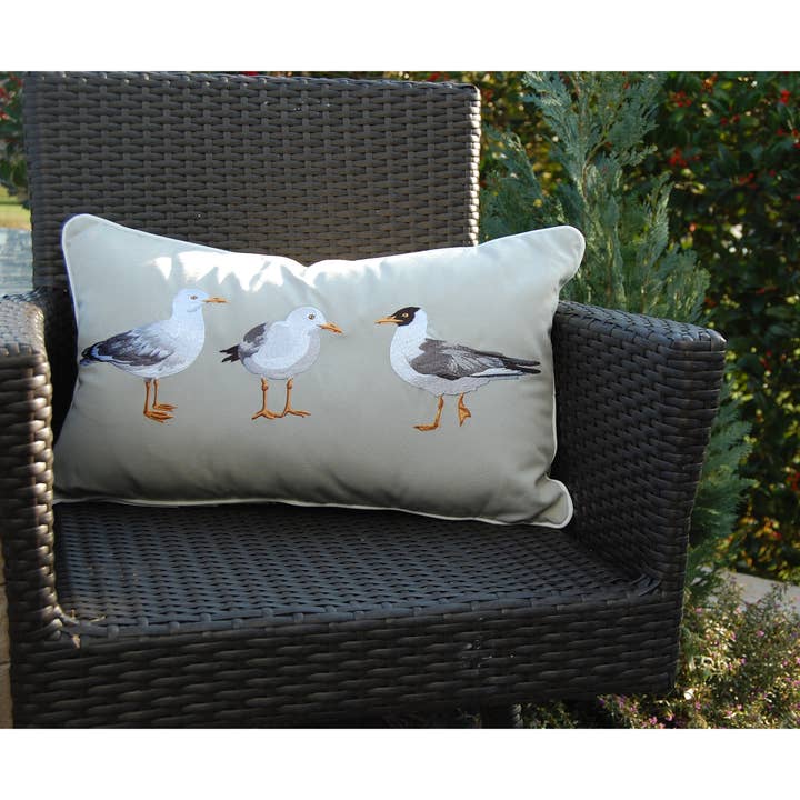 Rightside Design - Wholesale Lumbar Pillow - Seagull Flash Mob Indoor/Outdoor Throw Pillow3