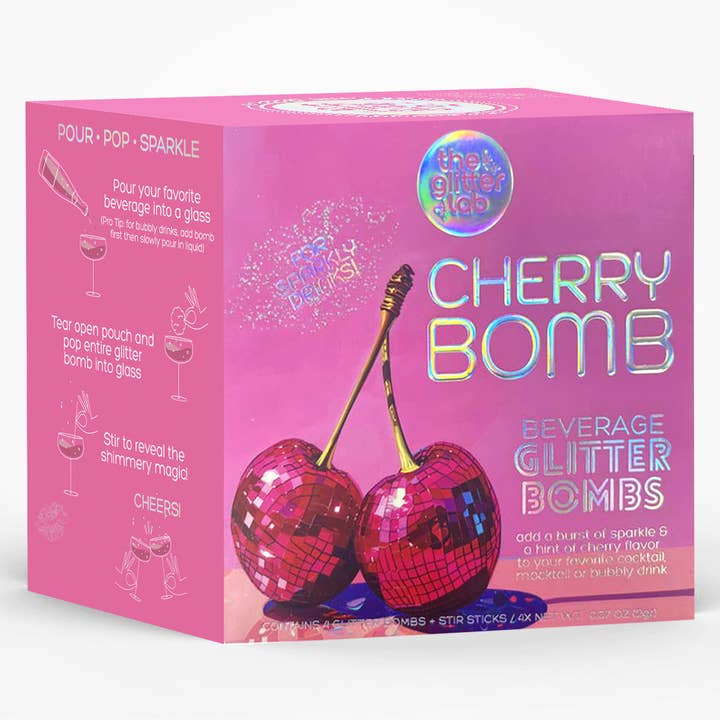 Cherry Bomb Beverage Glitter Bombs for Cocktails & Soda for wholesale by The Glitter Lab