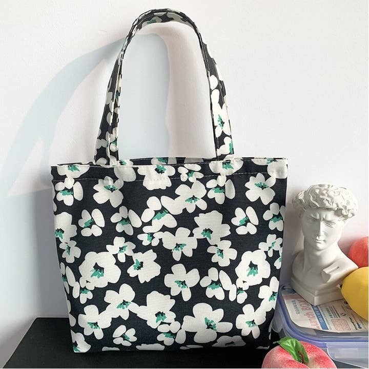 FurDecoration - Wholesale Tote Bag - Women's - Fresh Floral Grid Cloth Tote Bag