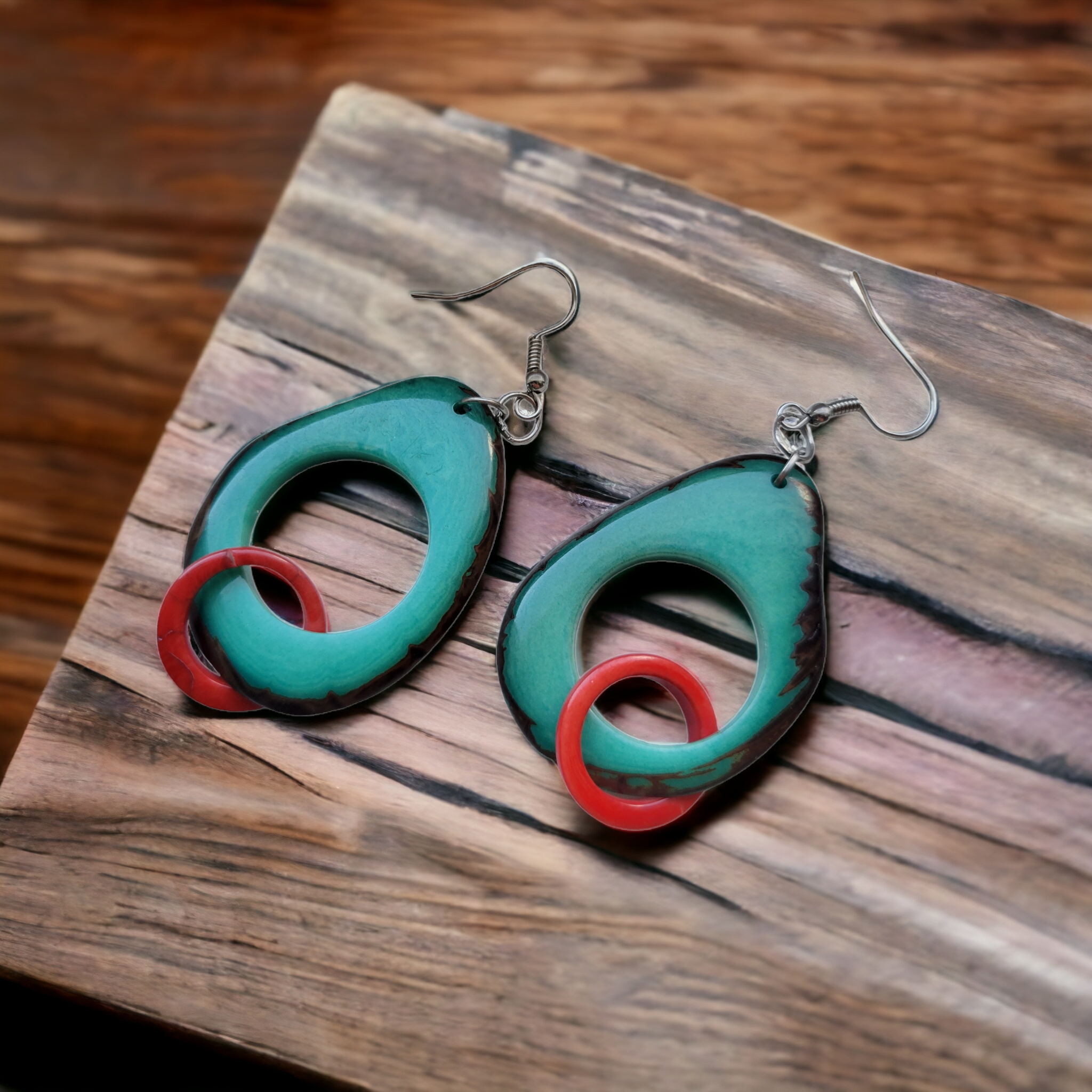 Organic jewelry by Allie - Vendita all'ingrosso Orecchini pendenti - Orecchini pendenti in tagua Hoops & rings2