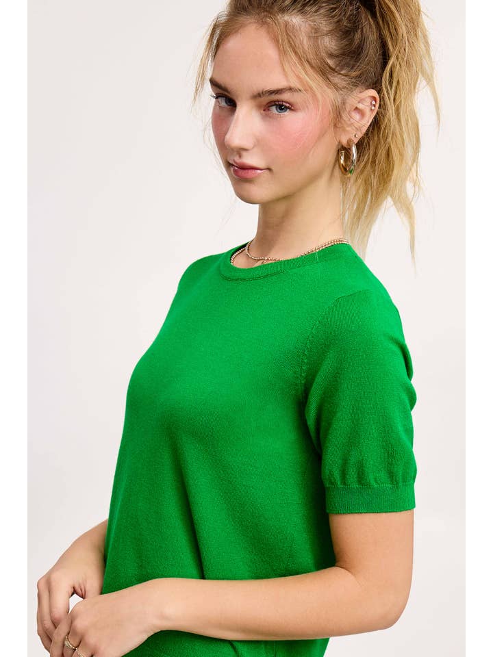 La Miel - Vente Pull en maille – femme - Haut en tricot extensible basique à manches courtes et bouffantes MCS360031