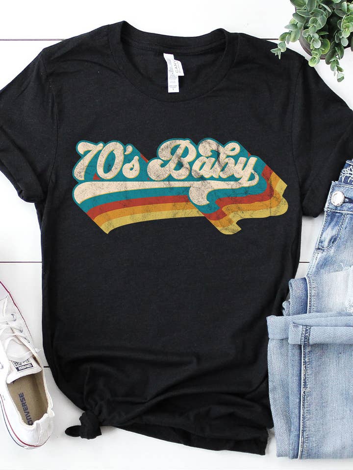 Kissed Apparel - Wholesale Screen Printed T-Shirt - Women's - Retro 70s Baby Graphic Tee1