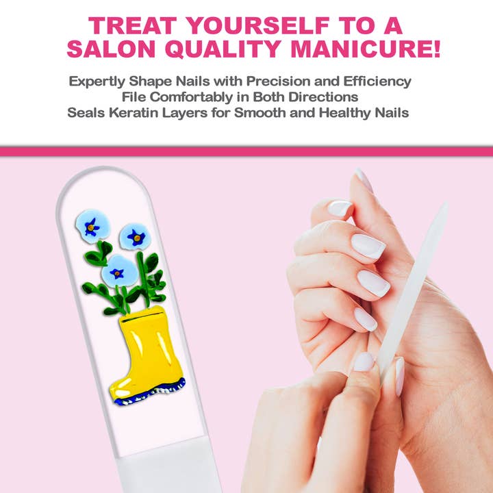 Classy Nail Files - Wholesale Nail File - Rainy Days Boot Flower Pansy Hand Painted Crystal Nail File4