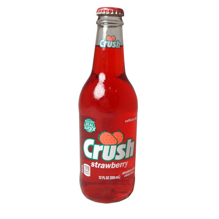 Grandpa Joe's Candy Shop – wholesale Soda/carbonated drink – Crush Strawberry Soda, 12oz Glass Bottle 12ct