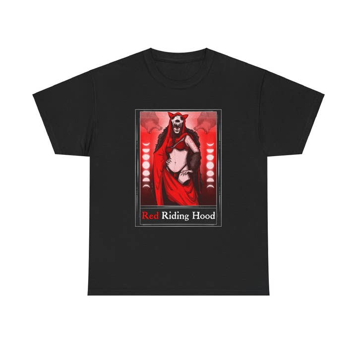 LVB Art - Wholesale T-Shirt (Graphic) - Unisex - Red Riding Hood Tarot (Front & Back Print) Unisex Heavy Cotton Tee3