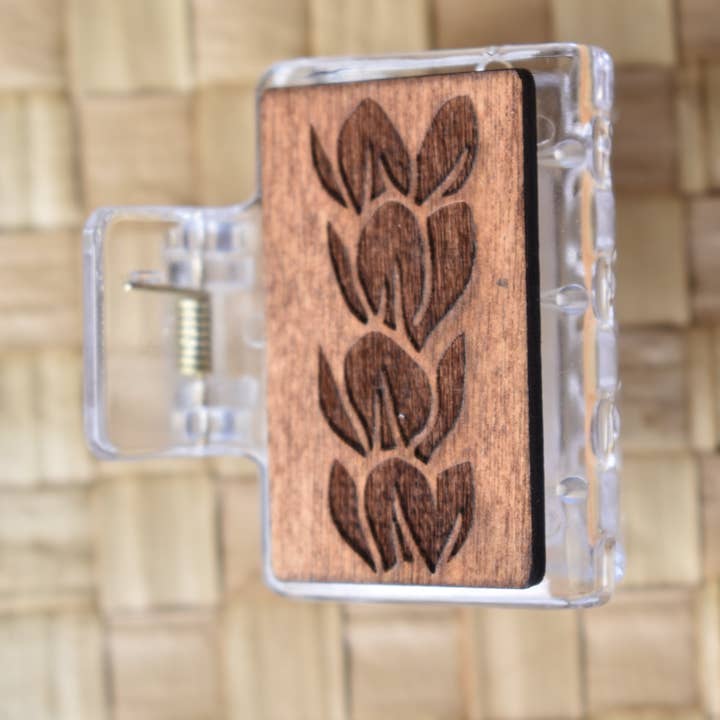 Revel Sun Hawai'i – wholesale Hair clip – Women’s – Mini Handmade Wood Engraved Hair Clip7