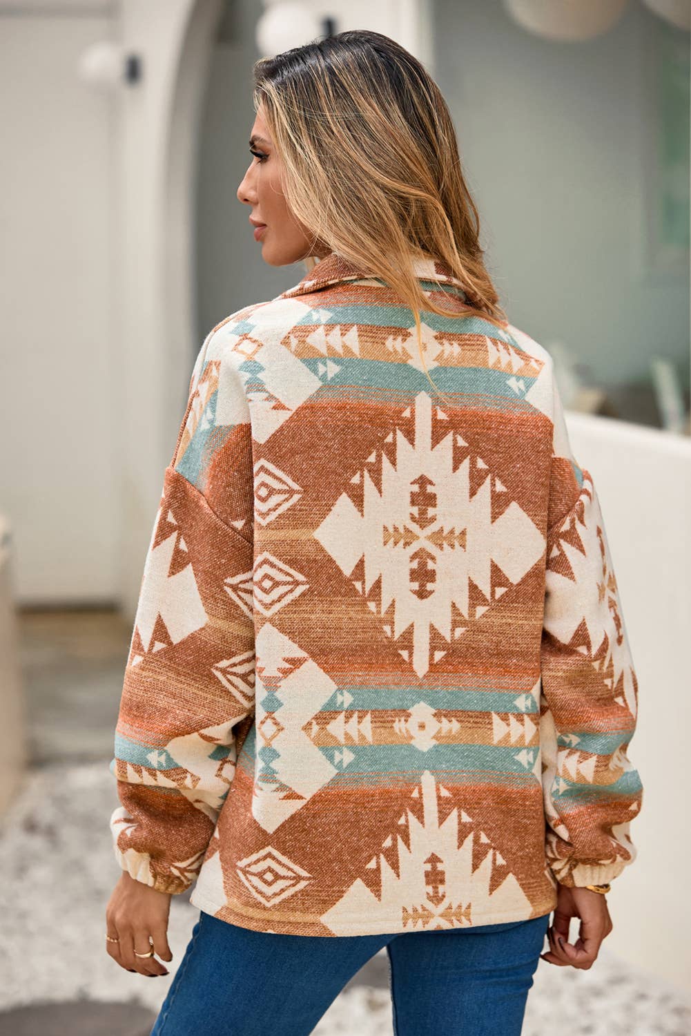 Khaki  LDC Quarter Zip Elastic Cuffs Western Sweatshirt for wholesale on Faire2