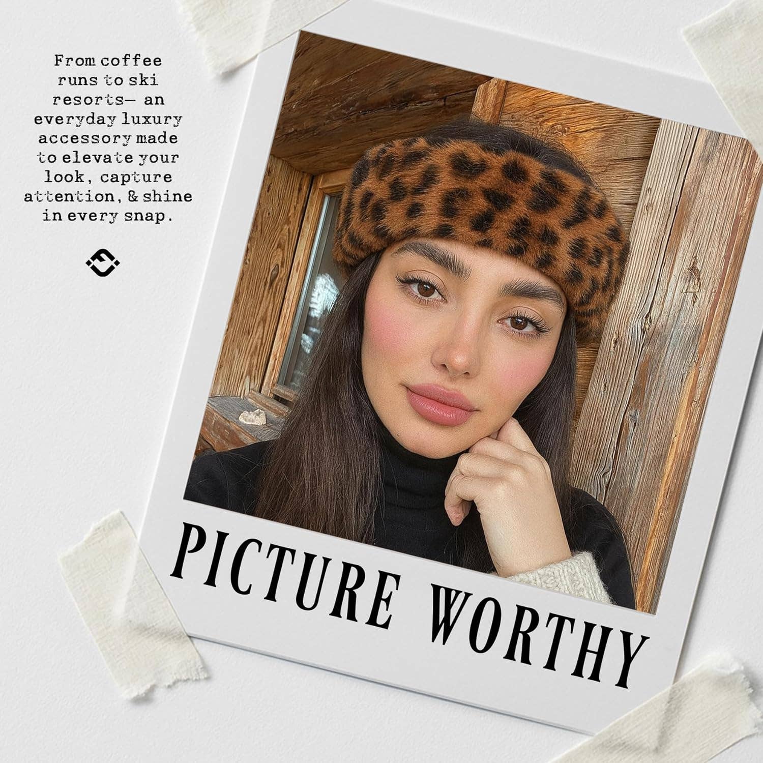 Funky Junque – wholesale Fashion headband – women's – Faux Fur Lined Winter Headband - Leopard - Latte4
