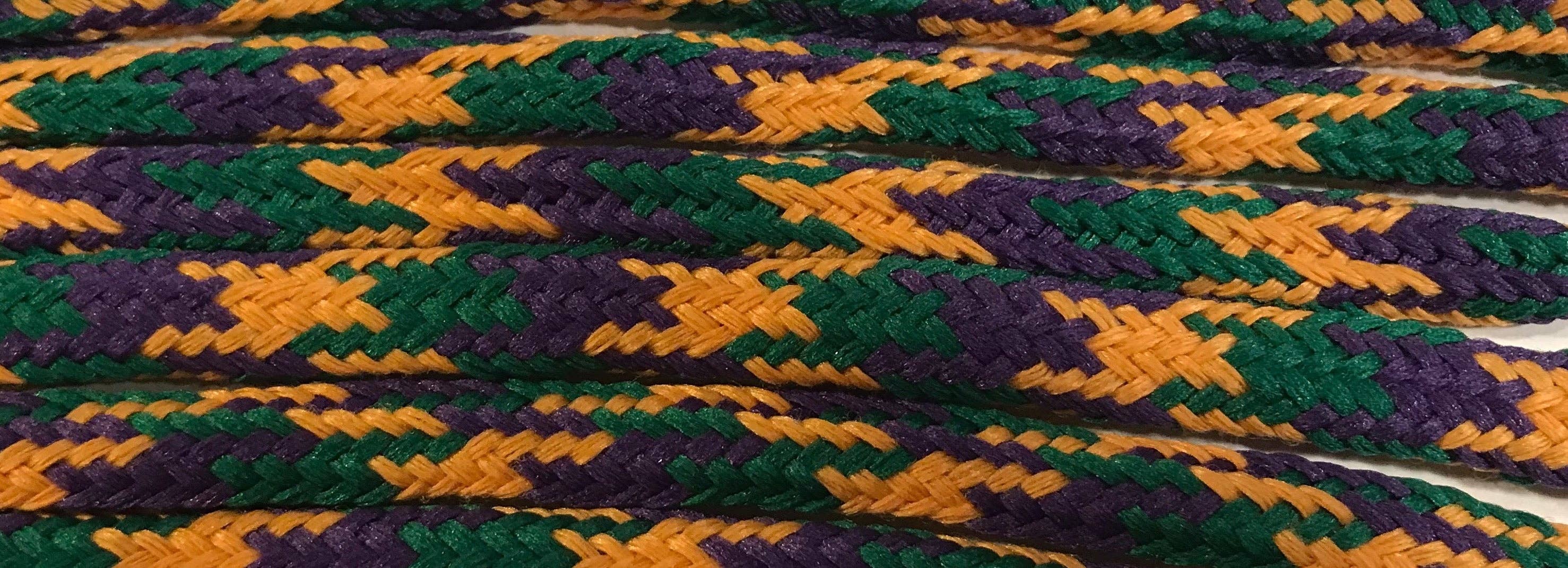 The Shoelace Factory - Wholesale Shoelaces - Unisex - Green, Purple and Gold Mardi Gras Hybrid Shoelaces0