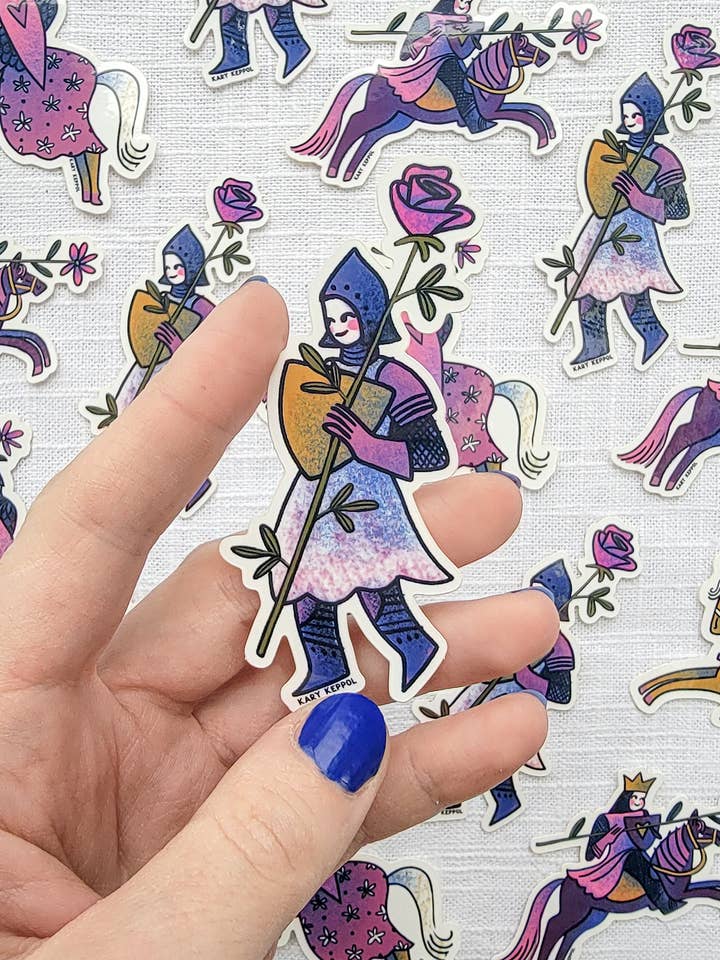 Vinyl Sticker - Medieval Flower Knight for wholesale by Kary Keppol