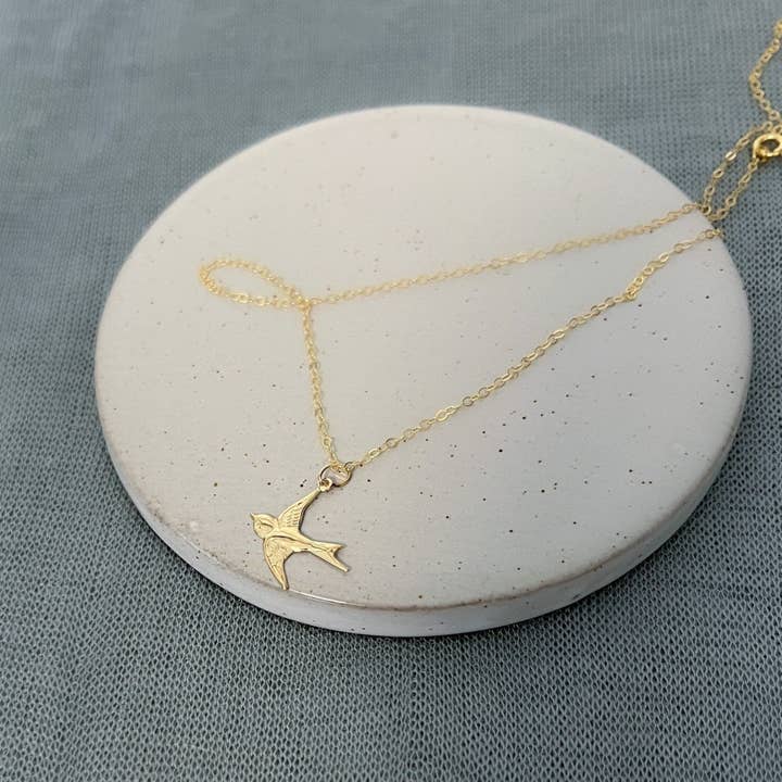 Sela+Sage - Wholesale Pendant/Charm Necklace - Flying Sparrow, Bird Charm Necklace2