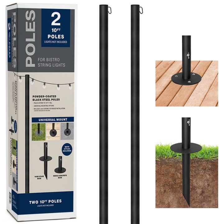 String Light Pole 2 Pack for wholesale by Excello Global Products