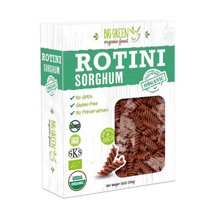 Organic Sorghum Rotini for wholesale by Big Green Organic Food