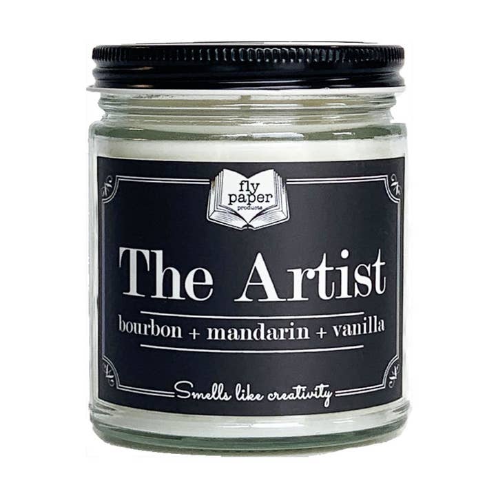 Bougie en verre 9oz L'Artiste Bourbon + Mandarine + Vanille pour la vente par Fly Paper Products