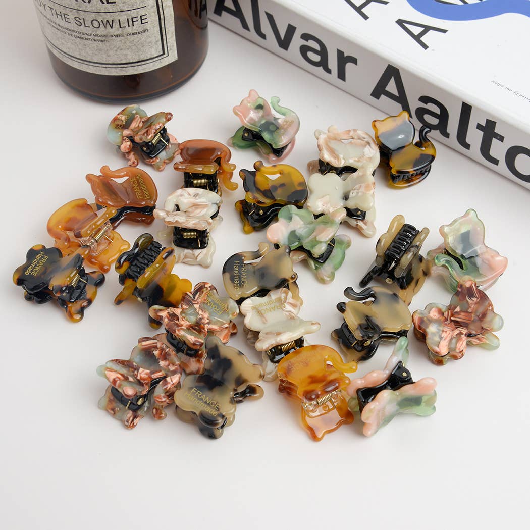 TheDivaSoap - Wholesale Hair Clip - Women's - Acetate Mini Cute Cat and Bear Hair Clip11