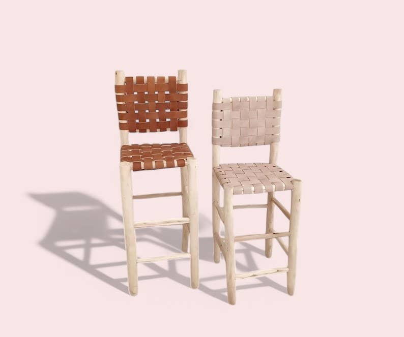 HandmadeBestSeller – wholesale Stool – Handwoven Leather & Wood Bar Stool6