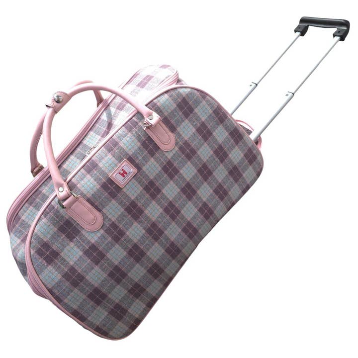 Strathurie Trolleykoffer, Tweed, kariert, rosa für den Großhandel von Strathurie