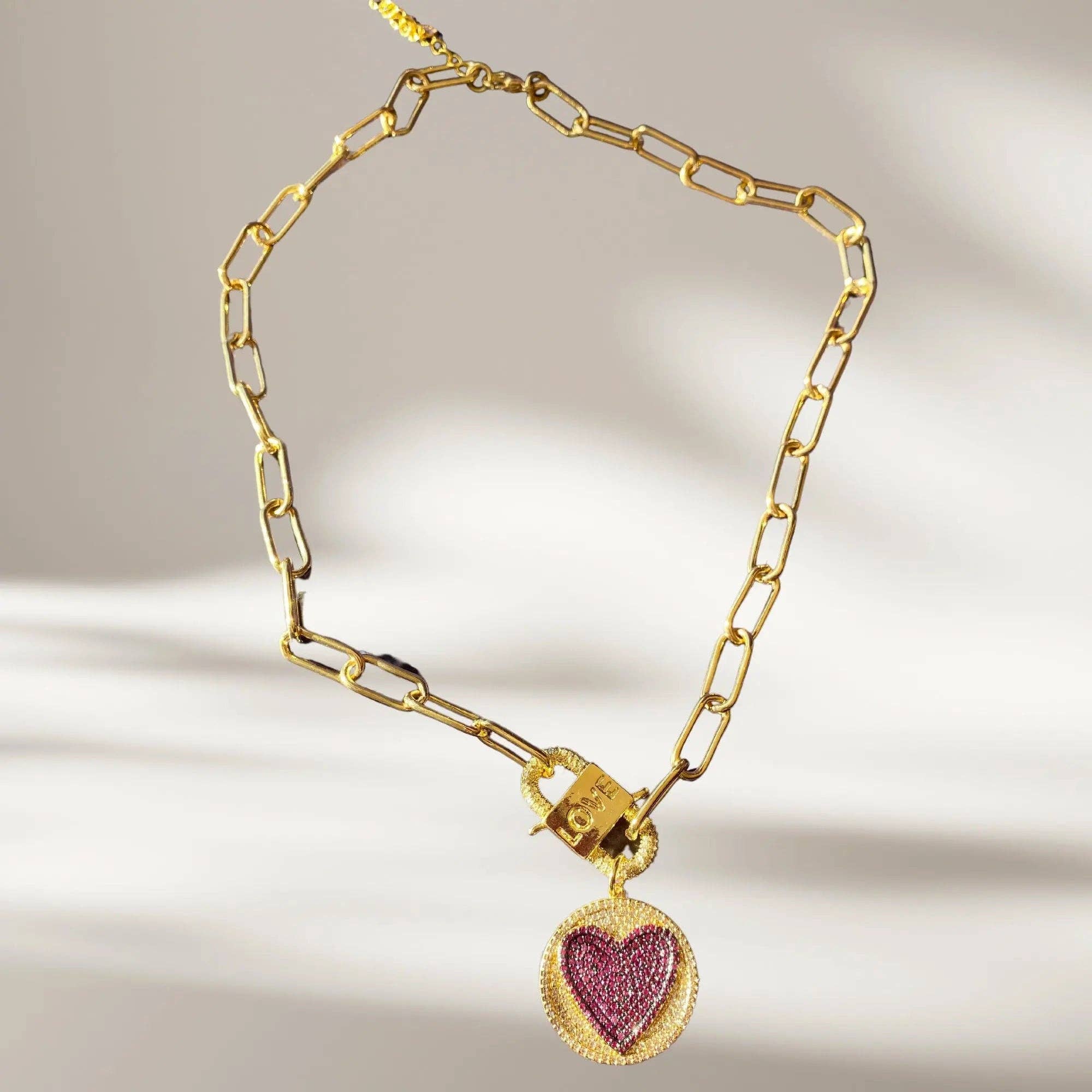 PHOEBE´S - Vente Colliers à pendentif - Collier cœur en or, Collier cœur, Cadeau attentionné, Cadeau "Tu me manques", Anniversaire de mariage pour femme, Cœur en cristal, Collier en or, Cadeau pour la fête des mères3