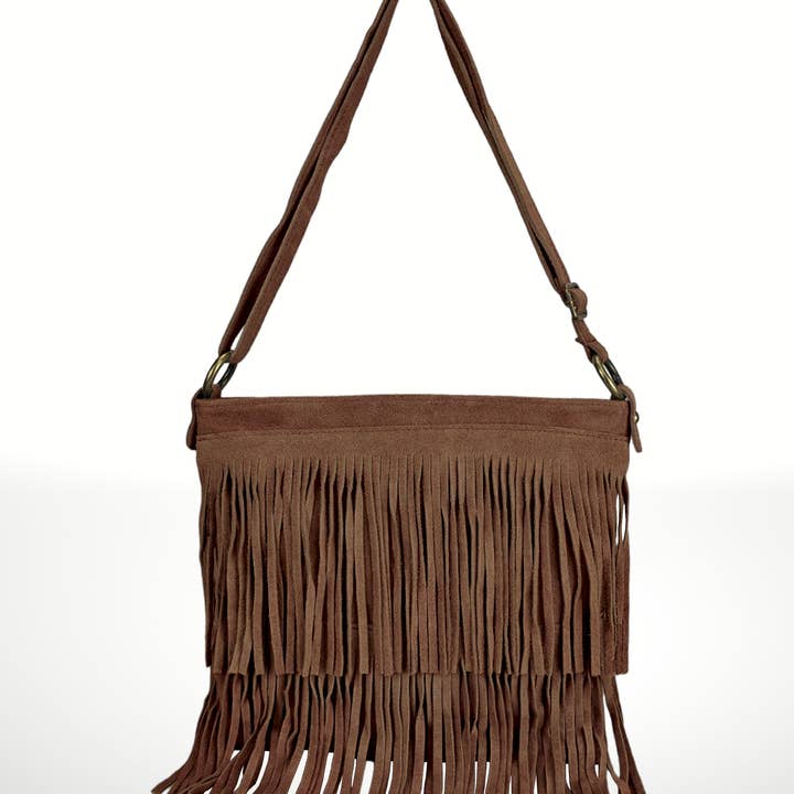 ITALIAN'S LEATHER - Wholesale Crossbodytas - Dames - Suède leren tas Cascade met franjes15