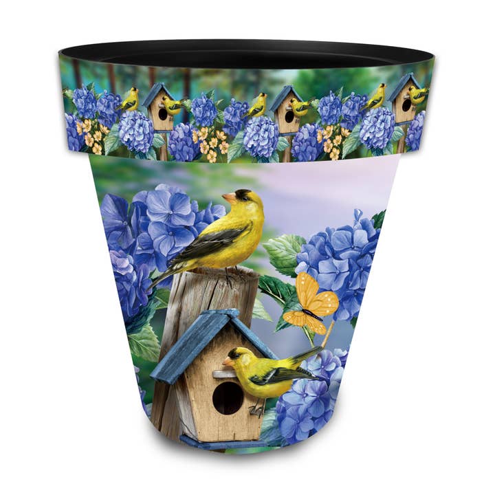 Grand pot de chardonnerets et d'hortensias pour la vente par Briarwood Lane