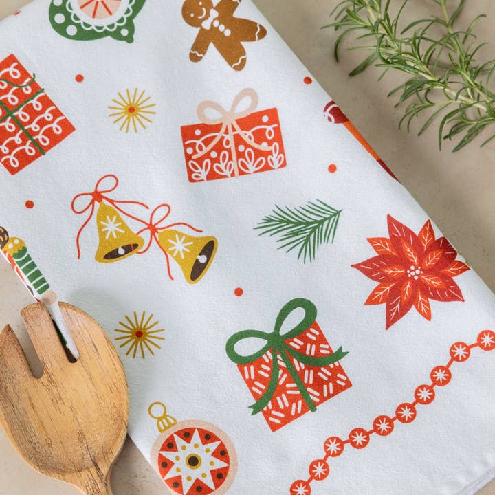 Gingiber - Wholesale Tea Towel - Festive Trinkets Tea Towel – Whimsical Holiday2