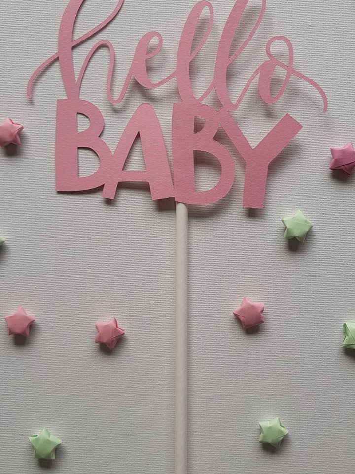 Topper per torta Hello baby - Rosa per la vendita all'ingrosso da parte di PaperKins