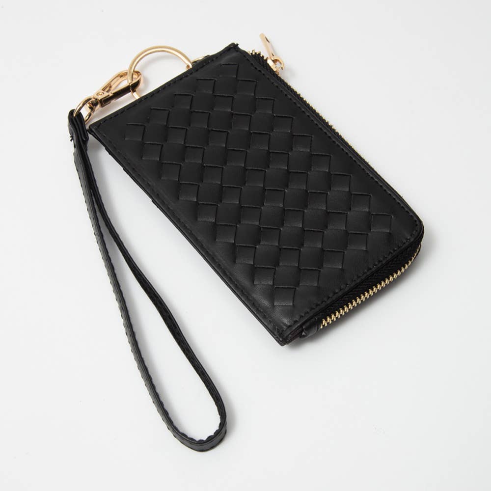 Sensibling Corp. - Wholesale Wristlet - Faux Leather Basket Weave Flat Card Holder Wallet Wristlet44