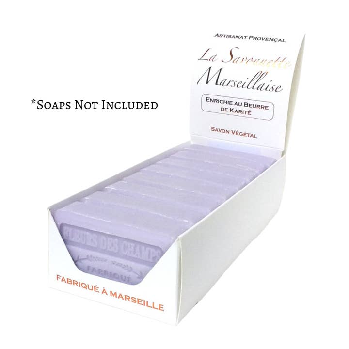 French Soap Wholesale – wholesale Retailer display – Beauty & wellness – White Card Display Box for 125g Soaps4