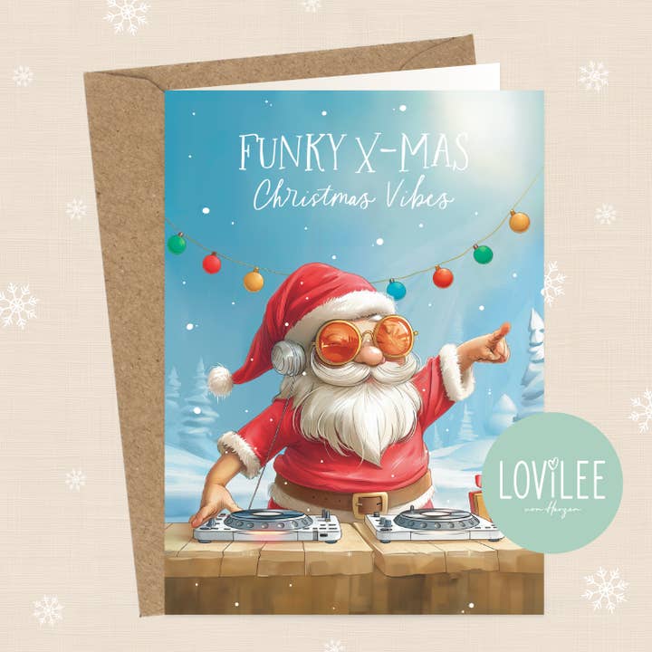 DJ-Santa | Biglietto di Natale pieghevole | No. WK-FC-07 per la vendita all'ingrosso da parte di LOViLEE