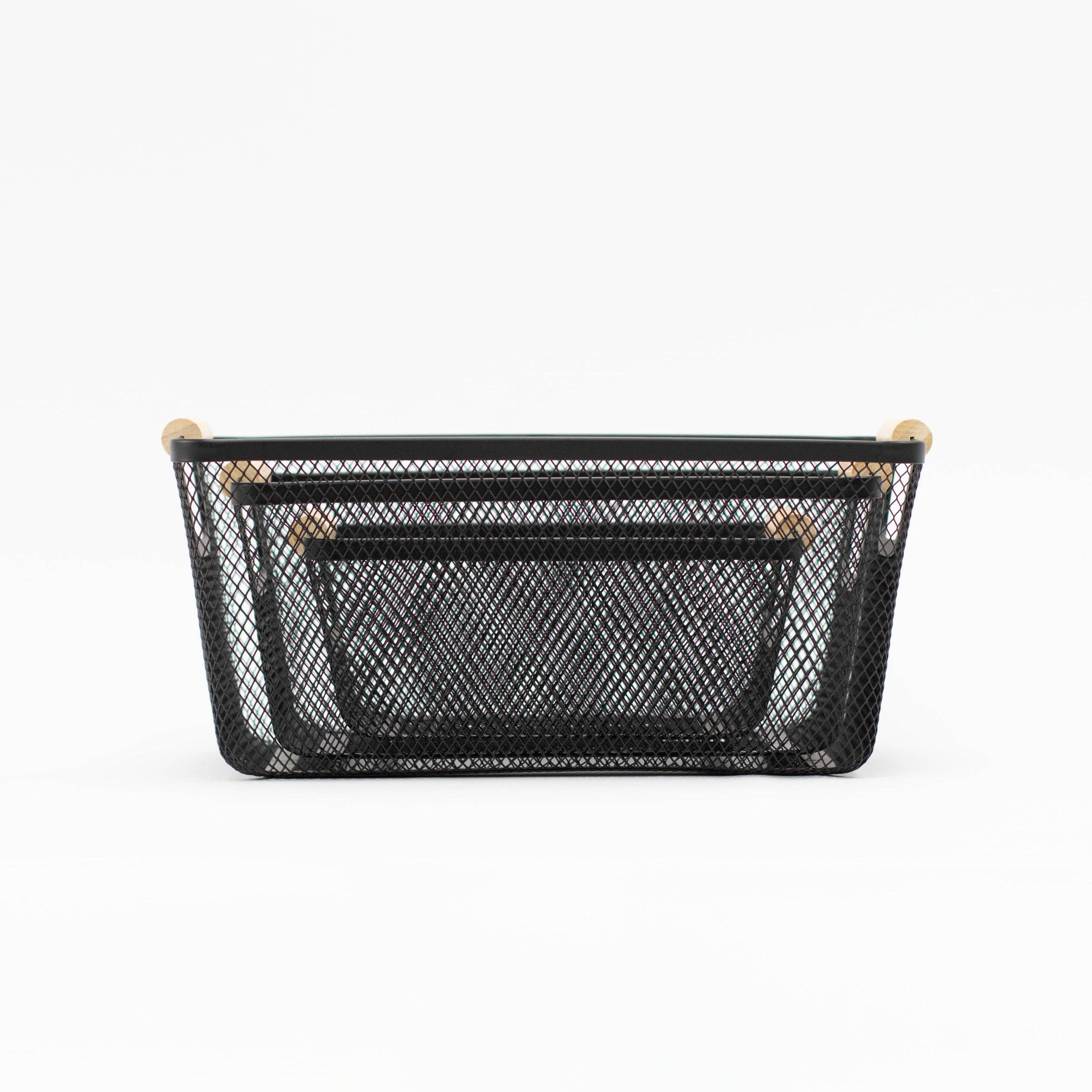 Little Crafts London LTD – Engroshandel Kurv – Sæt med 3 metaltrådkurve med bambushåndtag2