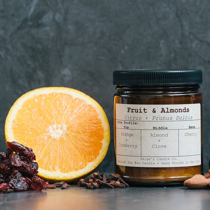 Fruit & Almonds Taxonomy Candle for wholesale by Paige's Candle Co.