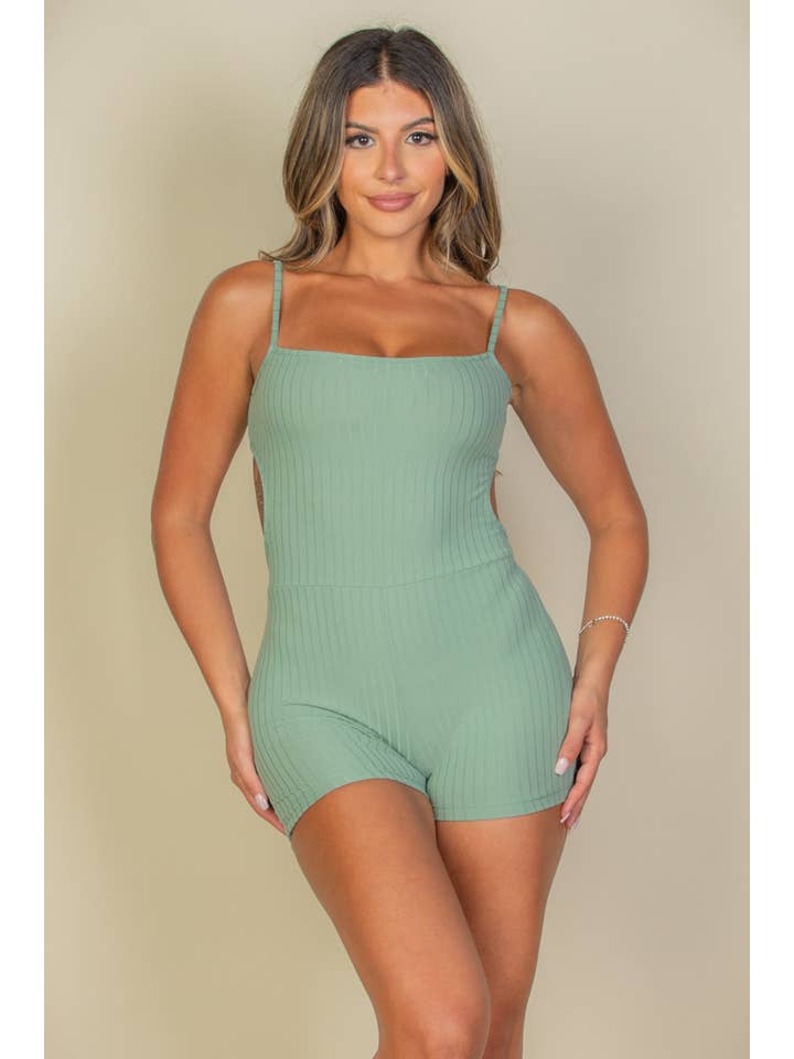 CAPELLA APPAREL - Wholesale Romper - Women's - Ribbed Sleeveless Back Cutout Bodycon Romper12