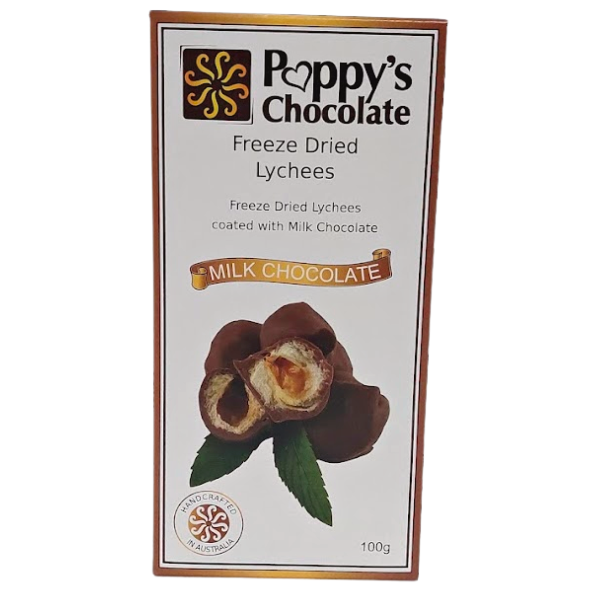 Poppy's Chocolate - Wholesale Chocolate-covered sweets - Milk Chocolate Coated Freeze Dried Lychees 100g1