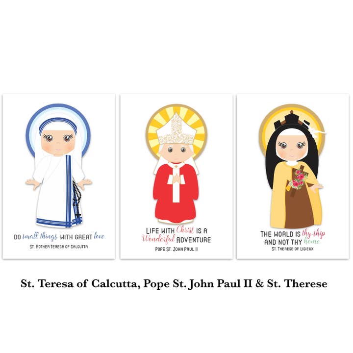 Set of 12 Saint Cards. Kids Saint Cards. First Communion Gift. Baptism Gift. Catholic Gift. Saint Flash Cards. Saint Prayer Cards. for wholesale by Meyer Market Designs