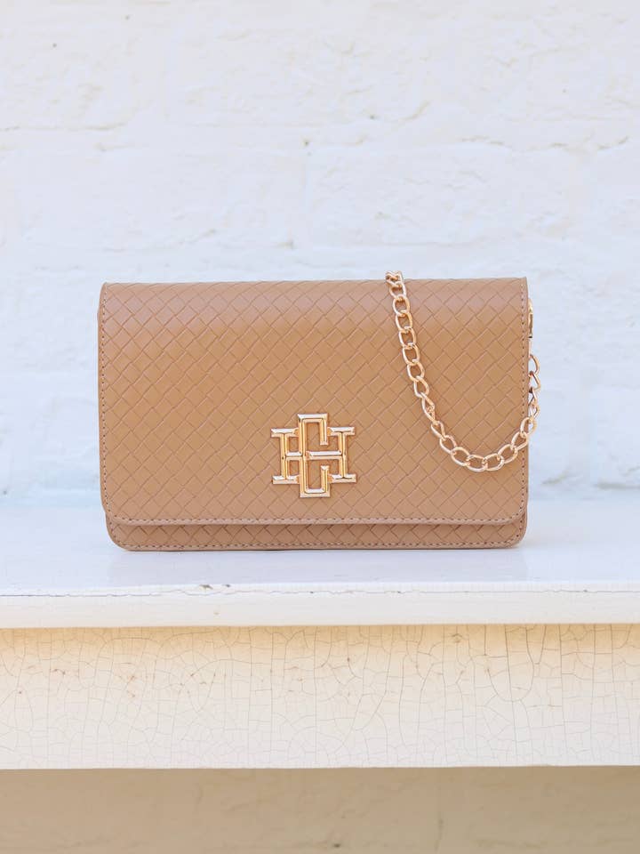 Bryn Clutch/Crossbody Woven Tan for wholesale by Caroline Hill