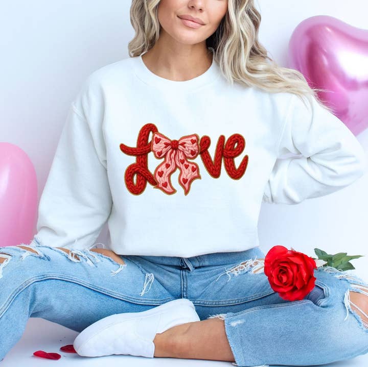 Nu Kustomz LLC - - Wholesale Graphic Sweatshirt - Women's - Glitter Love Faux Yarn Glitter 0