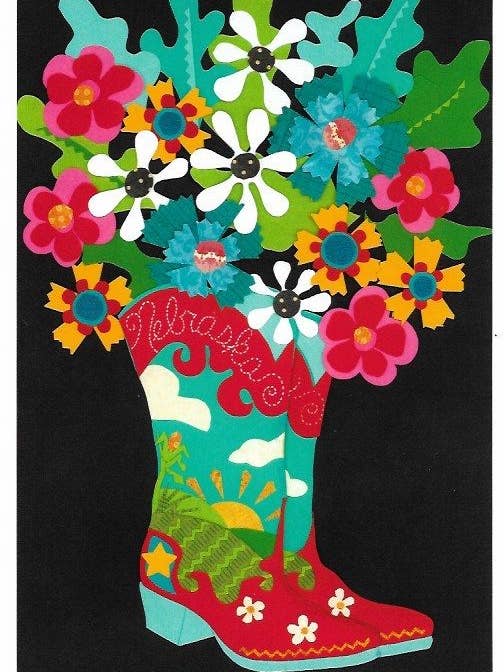 Nebraska Cowboy Boots Card for wholesale by Iddy biddy boo design