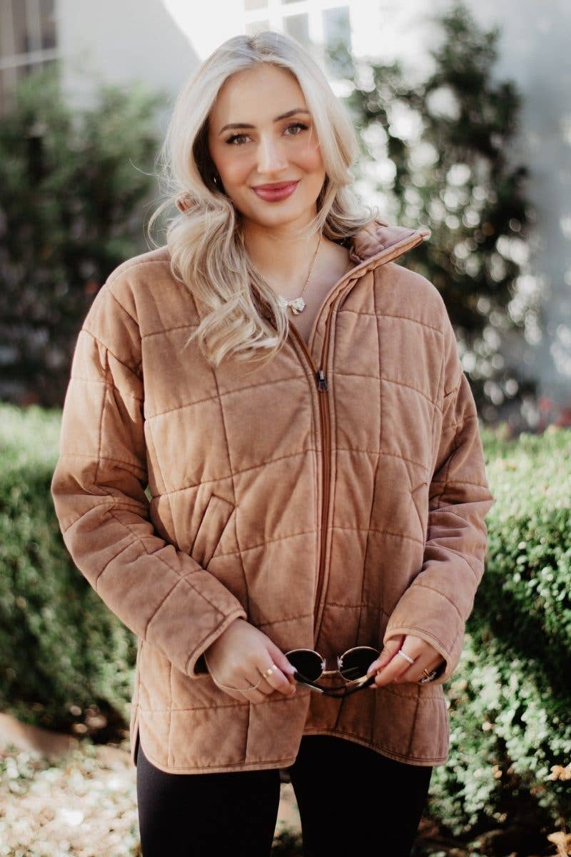 Brown Lightweight Wholesale Quilted Jacket for Women for wholesale on Faire4