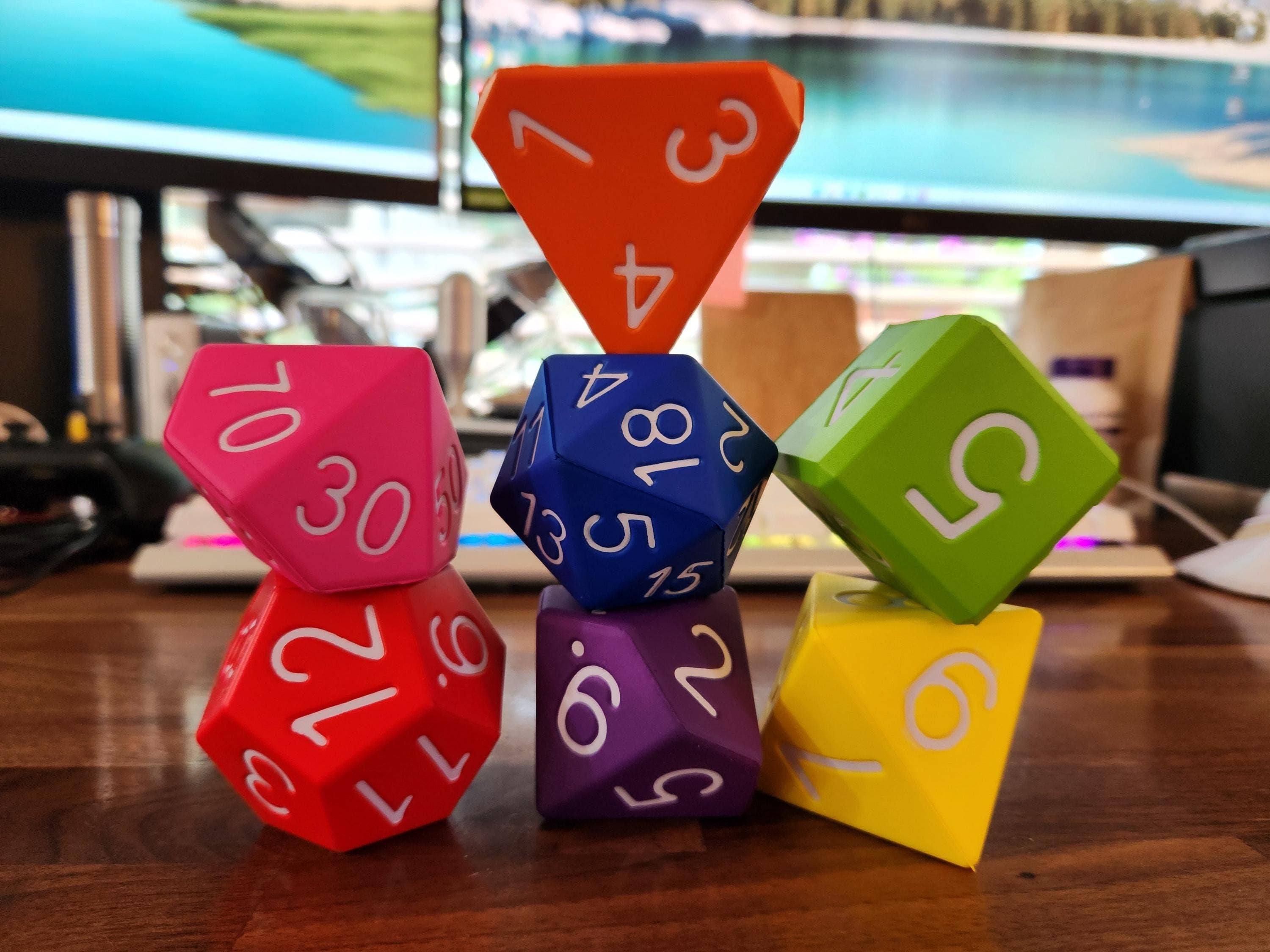 Cultivation Games - Wholesale Dice - Big Foam Dice 2 inch Polyhedral Set (7 dice) by Zucati2