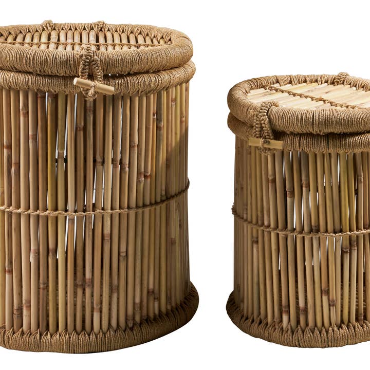 Bambus-Korbset mit Deckel, 2-teilig für den Großhandel von Novità Home